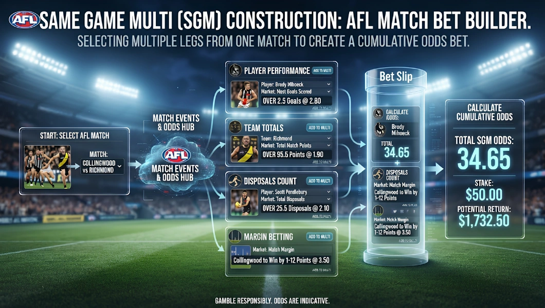 Showing Same Game Multi Construction for an AFL Match